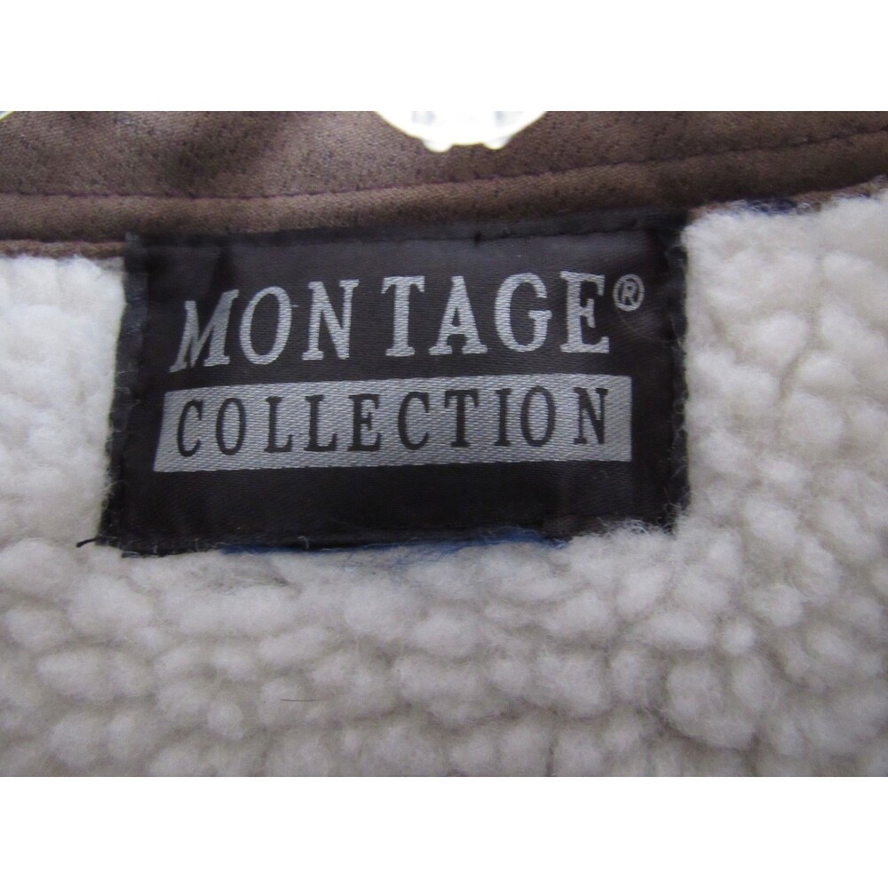 Montage Collection Brown Fleece Lined Faux Suede Button Up Shirt Jacket Size L - Picture 3 of 4